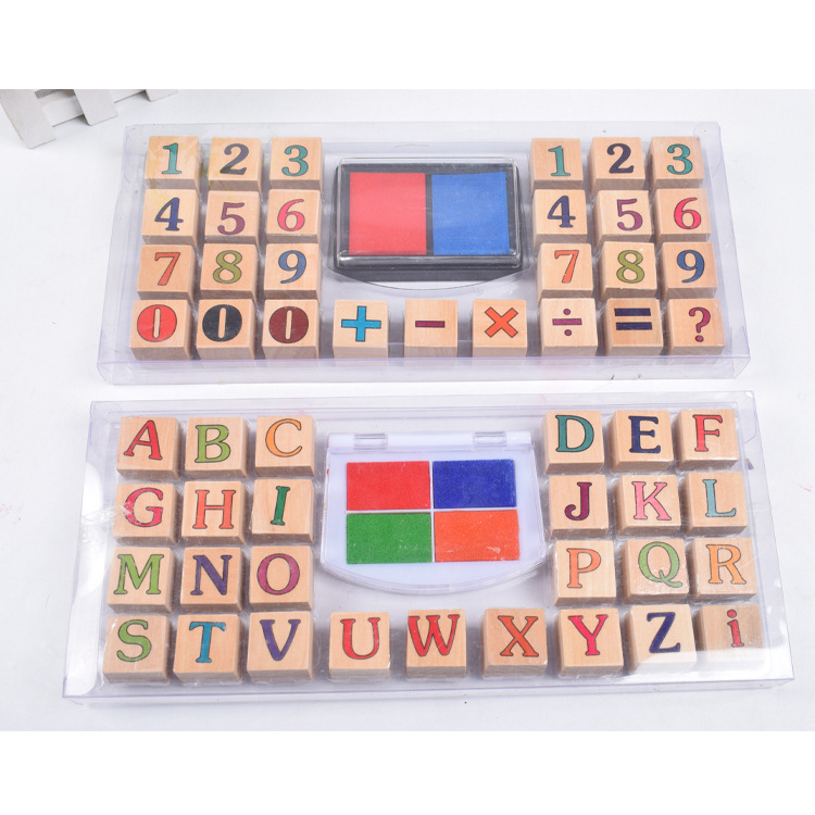 The manufacturer supplies wooden children's learning stamps with 26 English letters and numbers as teaching materials for teachers details Picture