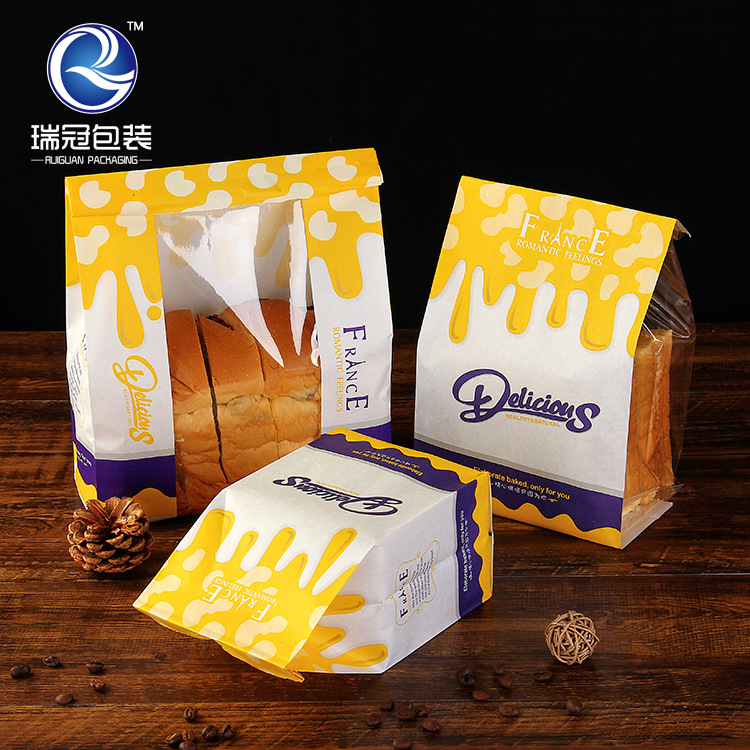 Off-The-Shelf Baked Kraft Paper Window Toast Bags Custom Coated West Point Food Packaging Packaging Oil Proof Bag Specification drawing