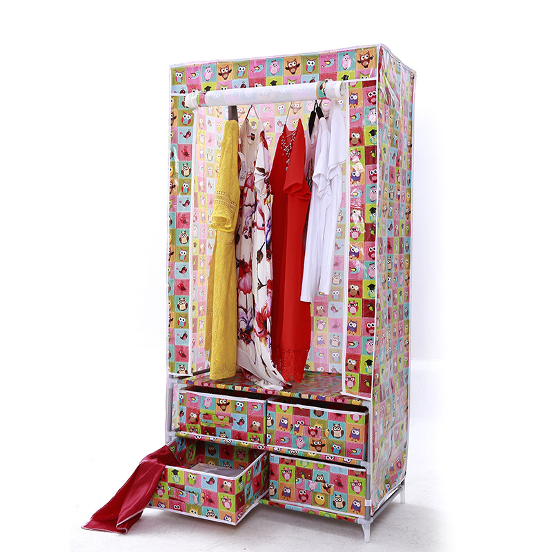 New non-woven wardrobe home wardrobe folding zipper overall storage cabinet Korean version simple with drawer wardrobe Application Scenario