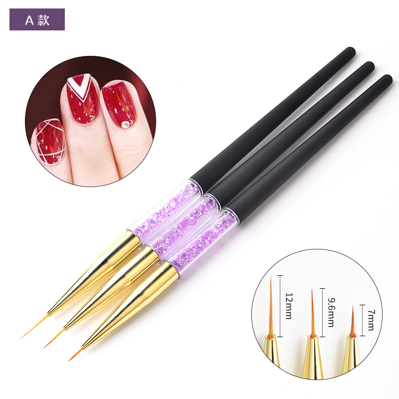 shanilak Cross-border Nail Art Drawstring Pen, Outlining, drawing pen, nail pen Set, 3 pieces of long and short drawstring pens Item Picture