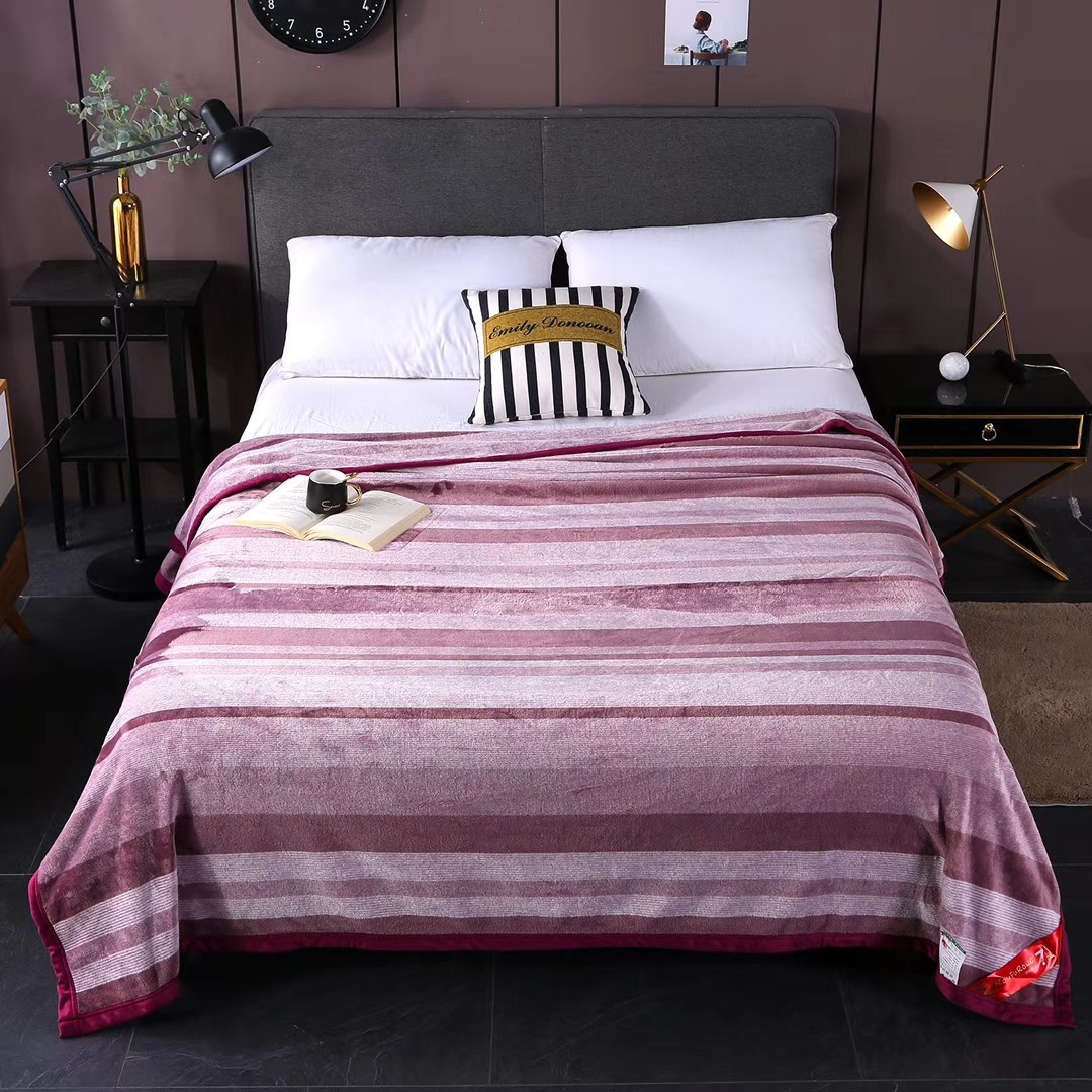 Spot Yarn-Dyed Thickened Flannel Blanket Autumn/Winter Striped Air Conditioning Blanket Soft Velvet Blanket Nap Blanket Wholesale Specification drawing