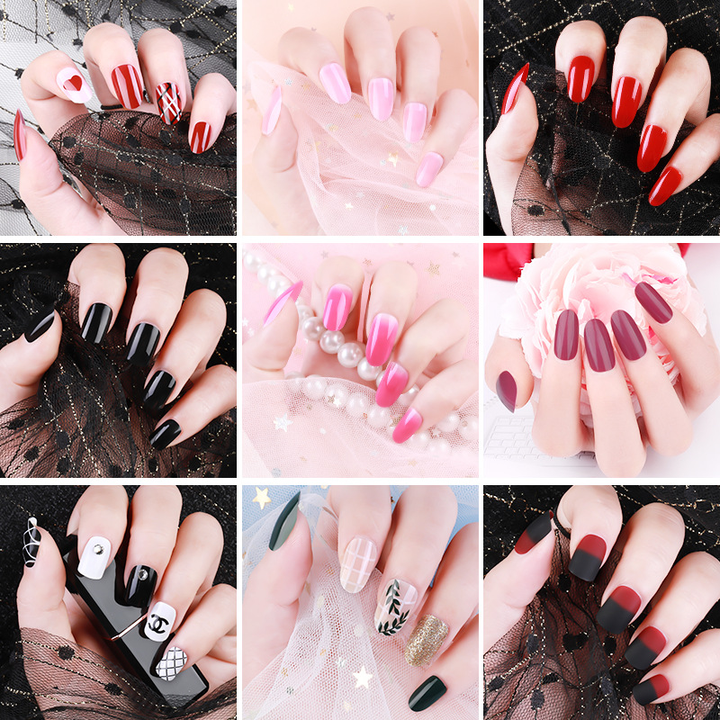 Wear manicure product nail plate removable fake nail 24 nail patch jelly glue