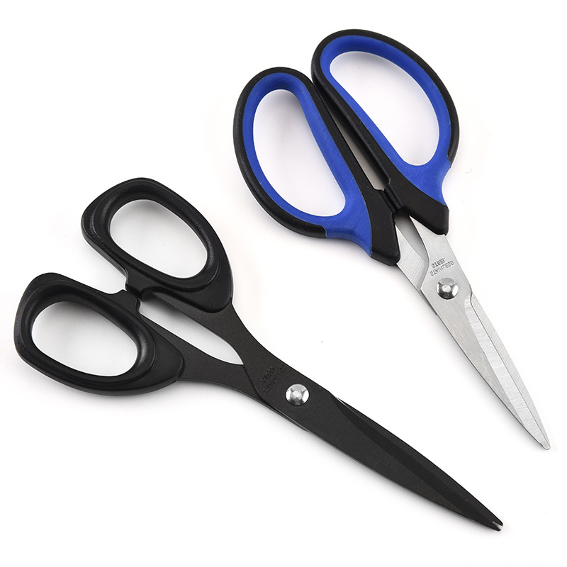 Stainless steel fluorine-coated scissors, non-stick coating, household scissors manufacturer wholesale, office scissors, student stationery anti-stick scissors