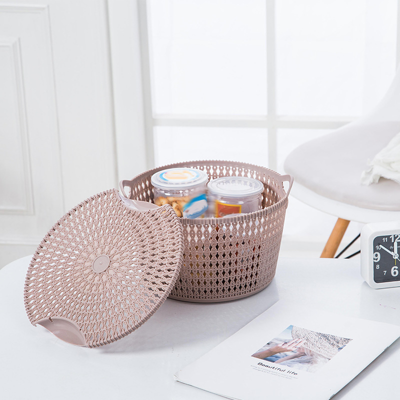 Manufacturers Wholesale Hollow Rattan Storage Basket Sundries Storage Box With Cover Household Multifunctional Underwear Storage