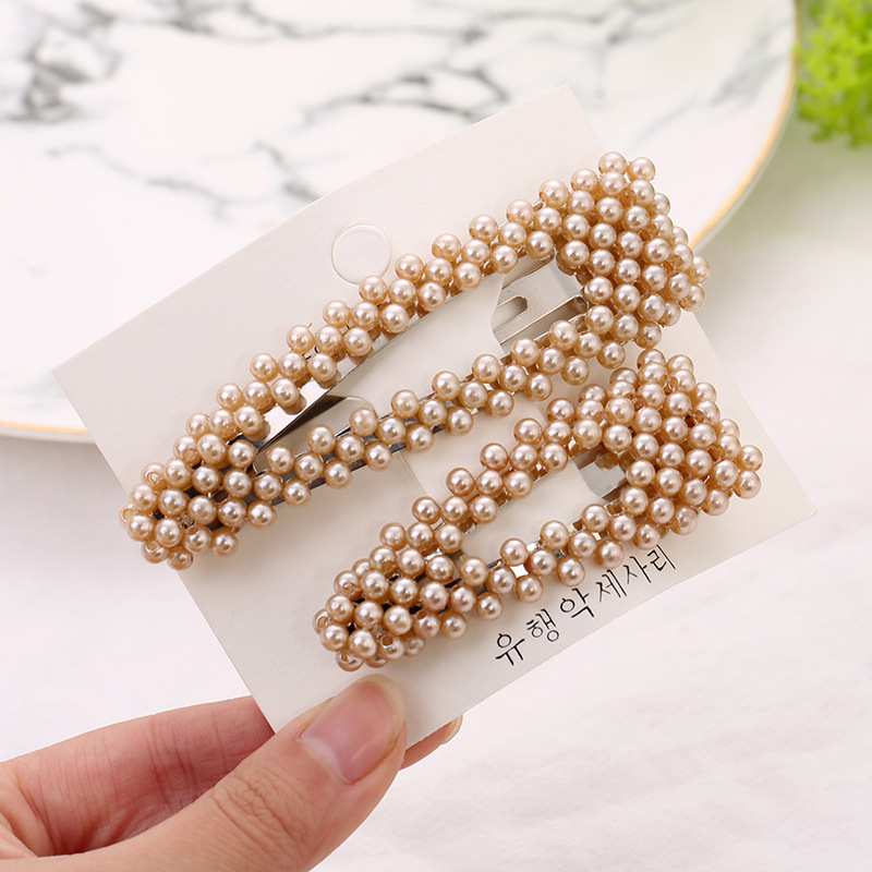 2022 New pearl hairpin Korean-style headwear, one-piece clip women's hair accessory, ins popular BB clip accessory custom wholesale Specification image