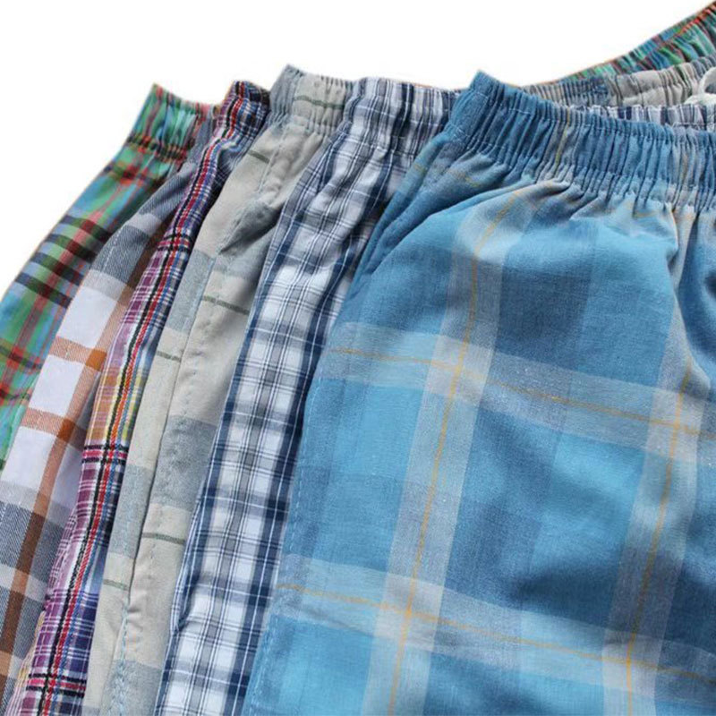 Summer Casual Plaid Men's Shorts Quarter Pants Sports Big Shorts Cotton Loose Plus Size Beach Pants Home Pants details Picture