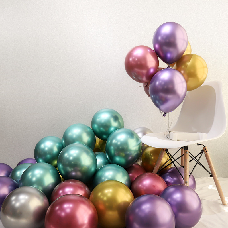 10寸1.8g金属气球加厚儿童生日派对结婚庆典装饰金属铬色气球批发图