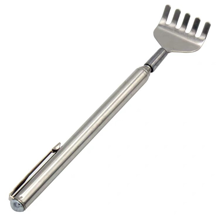 Pen-hanging type, no need to ask for help, five-section chain telescopic stainless steel elderly tickling, scratching, and back scratching device Item Picture