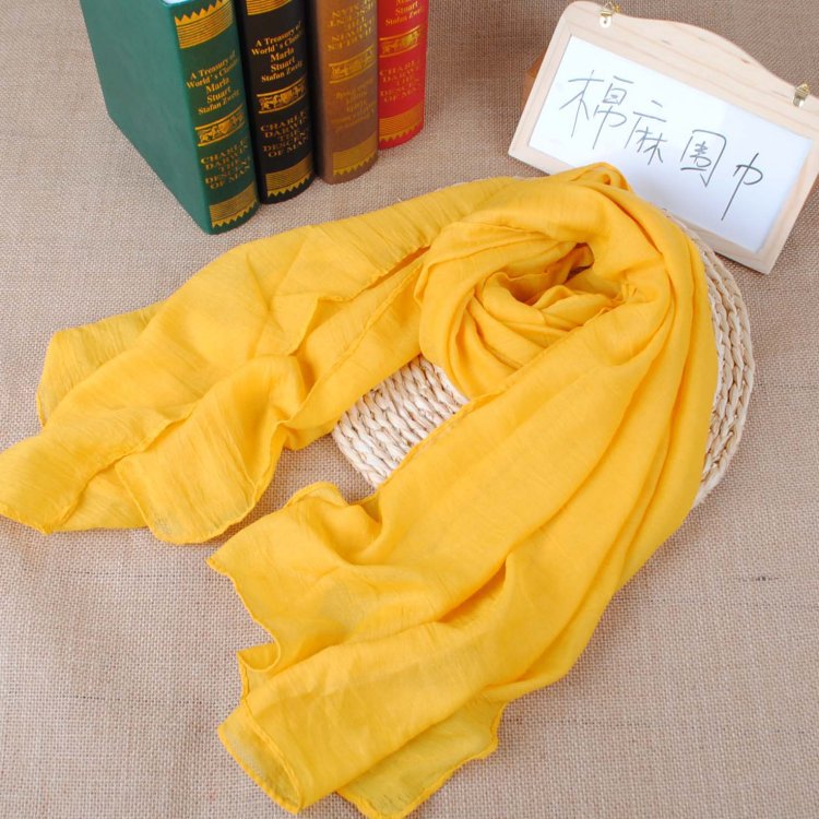 Muslim Cotton And Linen Scarf Warm Wrinkle Change Yiwu Manufacturers Wholesale Monochrome Scarf Support Mixed Batch details Picture