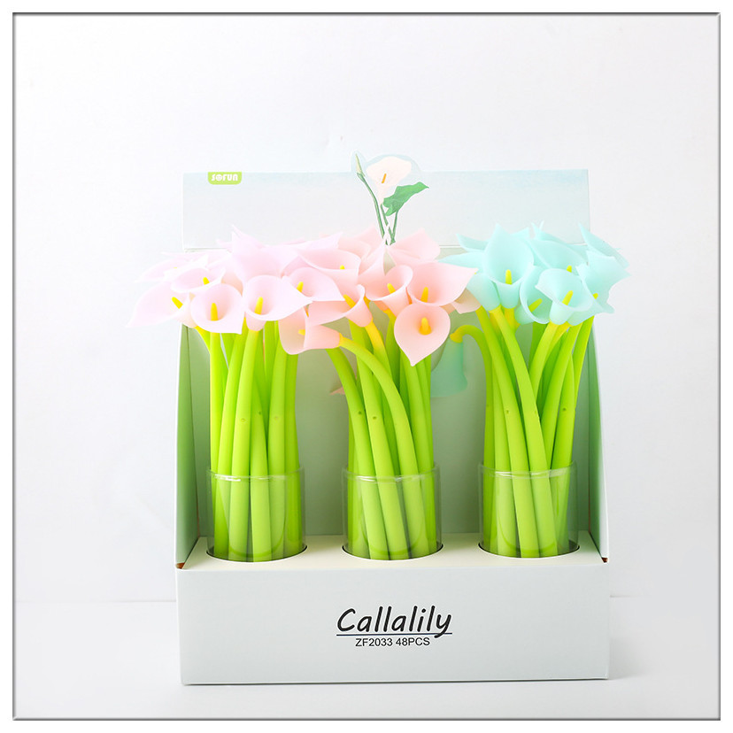 Zhongfan Zf2033 Calla Lily Neutral Pen Silicone Plant Modeling Pen Meet Light Color Change Learning Stationery Creative Pen Item Picture