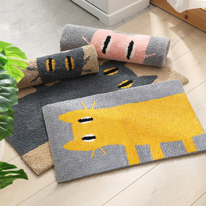 Summer wave handmade jacquard floor mat cartoon entry bathroom door bedroom kitchen non-slip mat absorbent carpet foot thumbnail