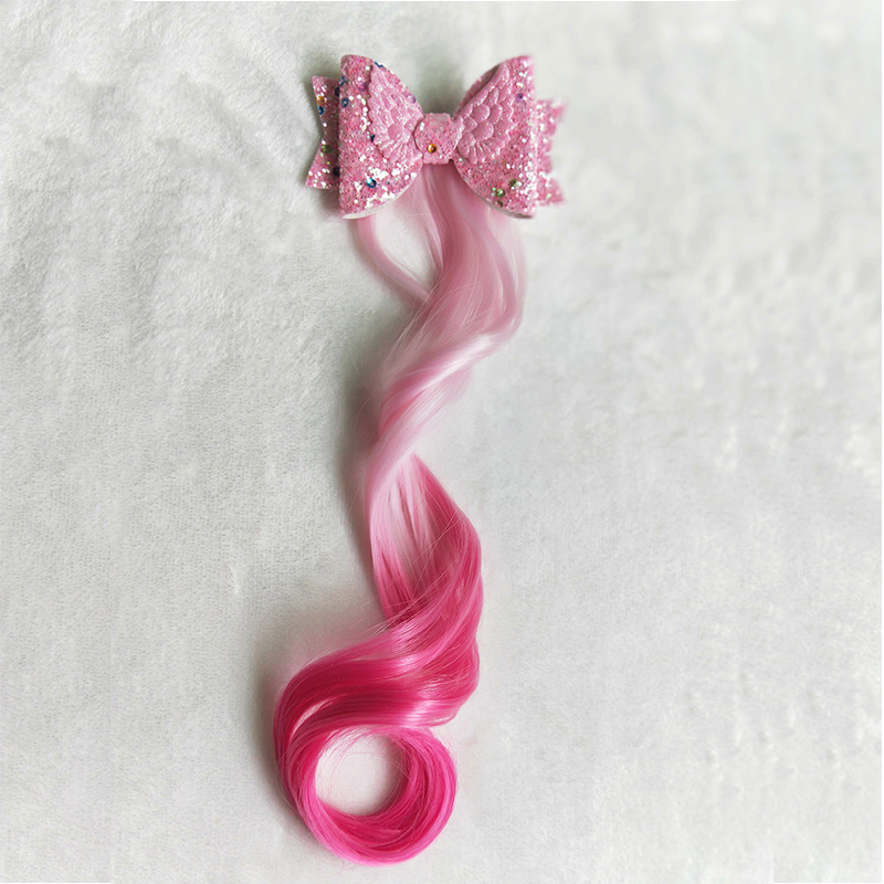 Children's wig cross-border e-commerce popular children's wig piece gradient bow unicorn princess wings hairpin Specification drawing