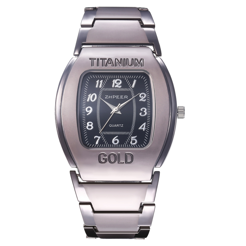The new cross-border bestseller, zpeer bark-shaped men's titanium alloy business casual steel band quartz watch Item Picture