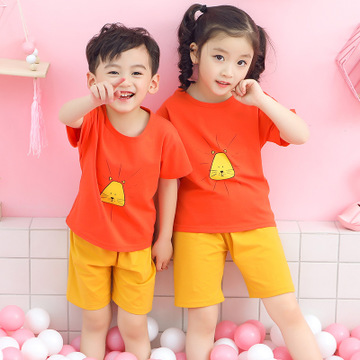 Size 100-160 Summer children's wear, home wear, children's short-sleeved sets, children's T-shirts, pajamas, boys' and girls' short-sleeved sets Specification image
