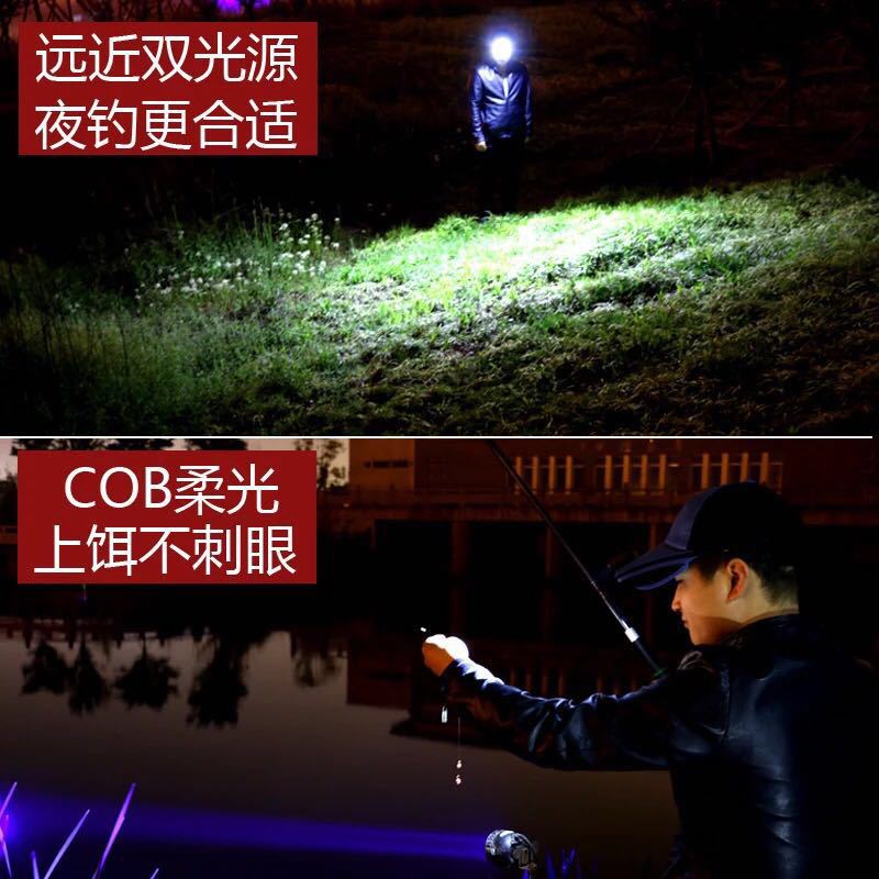 Amazon COB headlamp with strong light, super bright cap lamp, multi-functional rechargeable night fishing cap lamp details Picture