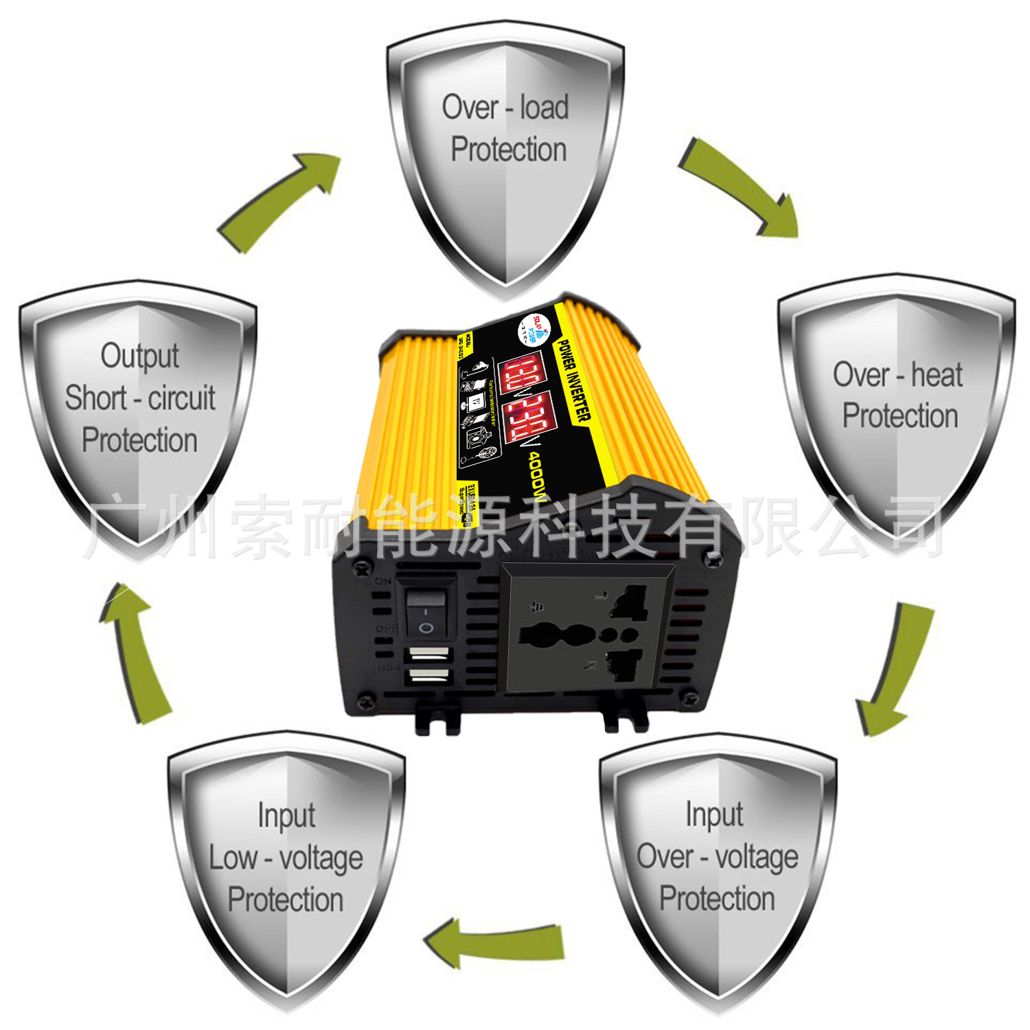 Legend II Car inverter 300W 12V to 220V/110V Cross-border Inverter with voltage display pic 3