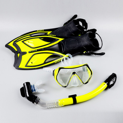 Manufacturer Snorkeling Three-Piece Toughened Glass Diving Mask Flipper Respirator Silicone Snorkeling Three Treasure details Picture