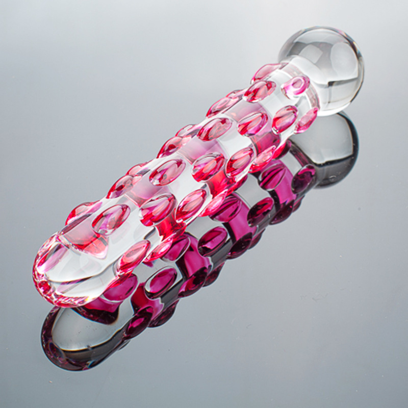 Pink dot crystal women's granular glass masturbator, adult sex toy Specification drawing
