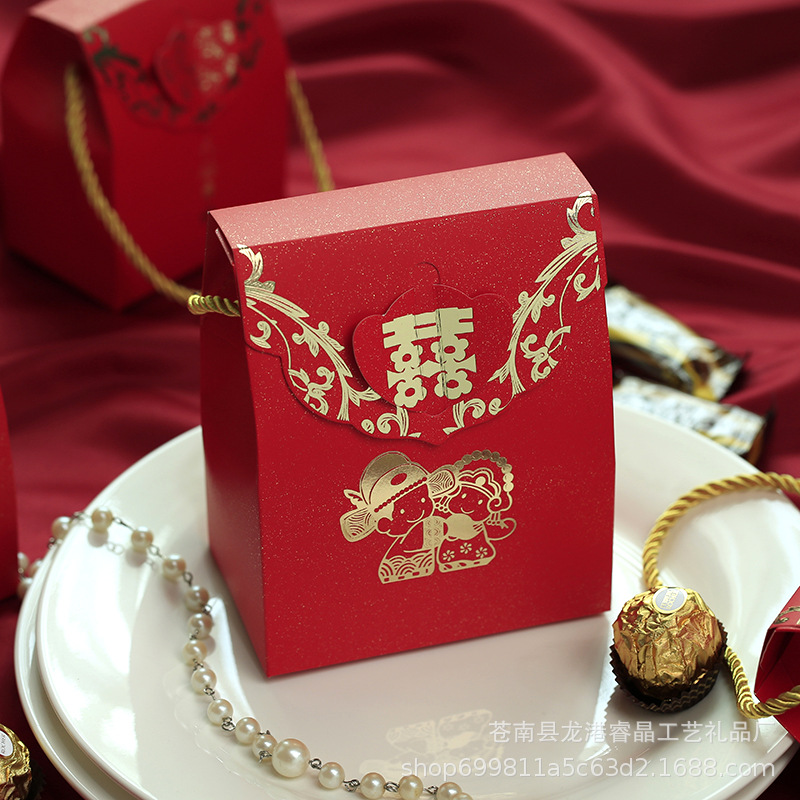 结婚喜糖袋/红色中式婚礼/婚庆珠光纸烫细节图