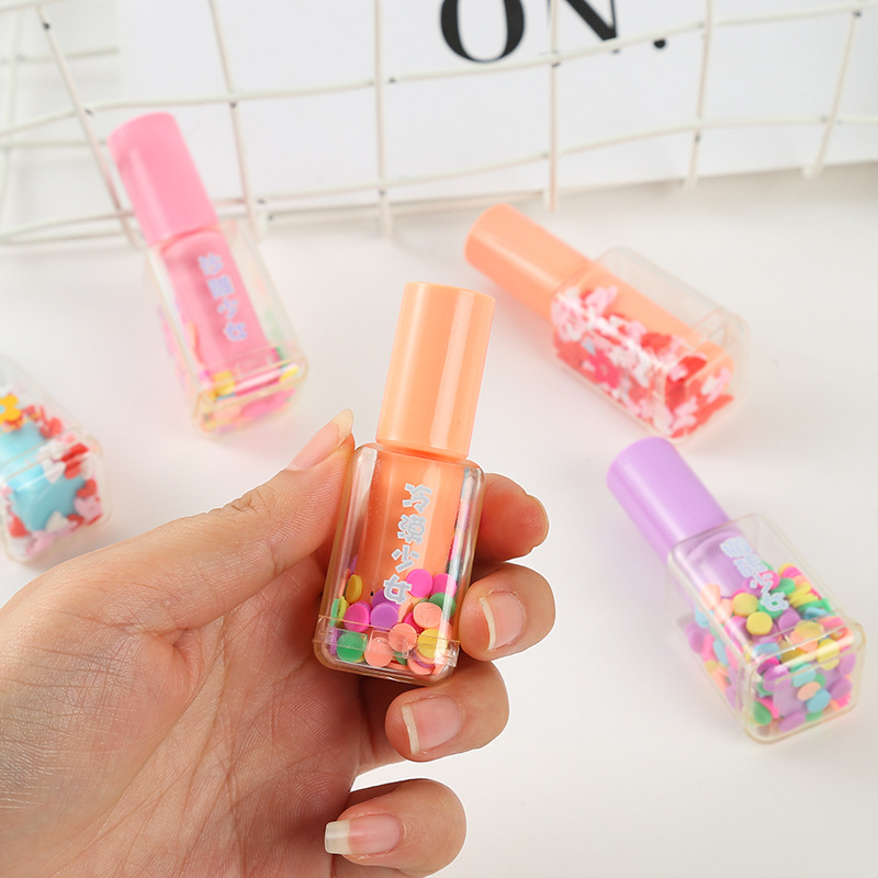Cute cartoon creative multi-color gel pens, fresh and clean student pen pen, colorful nail polish, and colored highlighters Specification image