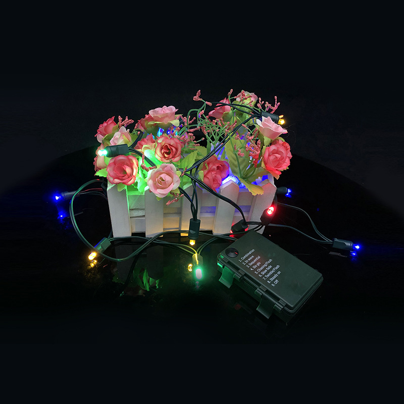 Eight-function light string with timer battery box, American-standard injection type outdoor waterproof wreath Christmas tree decoration light string Specification image