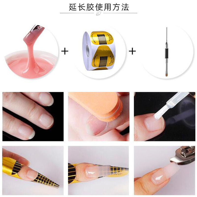 Custom canned Nail paper holder Extension Glue 15ML Nail extension Phototherapy glue Jelly gel tree ester extension Application Scenario