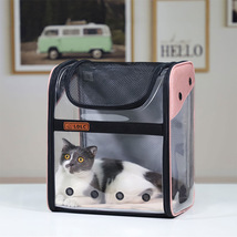 新款透气透明猫包批发全景透明宠物双肩背包PVC猫包外出便携
