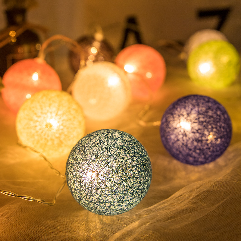 Thailand Led Cotton String Lights Ins Decorative Light Ball Lights String Lights Color Lights String Ball Lights Wedding Venue Layout Application Scenario
