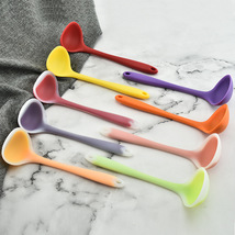 厂家批发 多色选择半透明硅胶小号汤勺家用多功能汤勺硅胶厨具