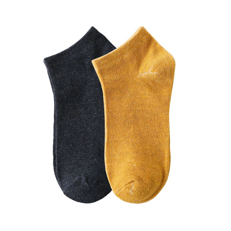 男士棉船袜/168针纯色/Y型防掉跟运白底实物图