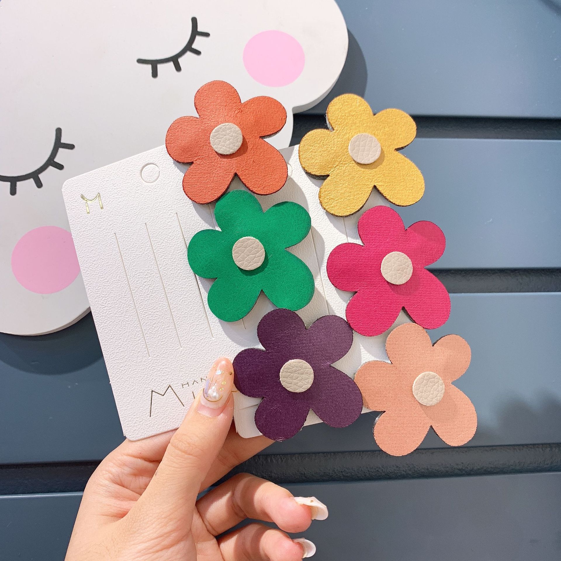 South Korea Dongdaemun Girl Heart Sweet Colorful Big Flowers Side Hairpin Bangs Clip Bb Clip Children Hair Accessories Parent-Child details Picture