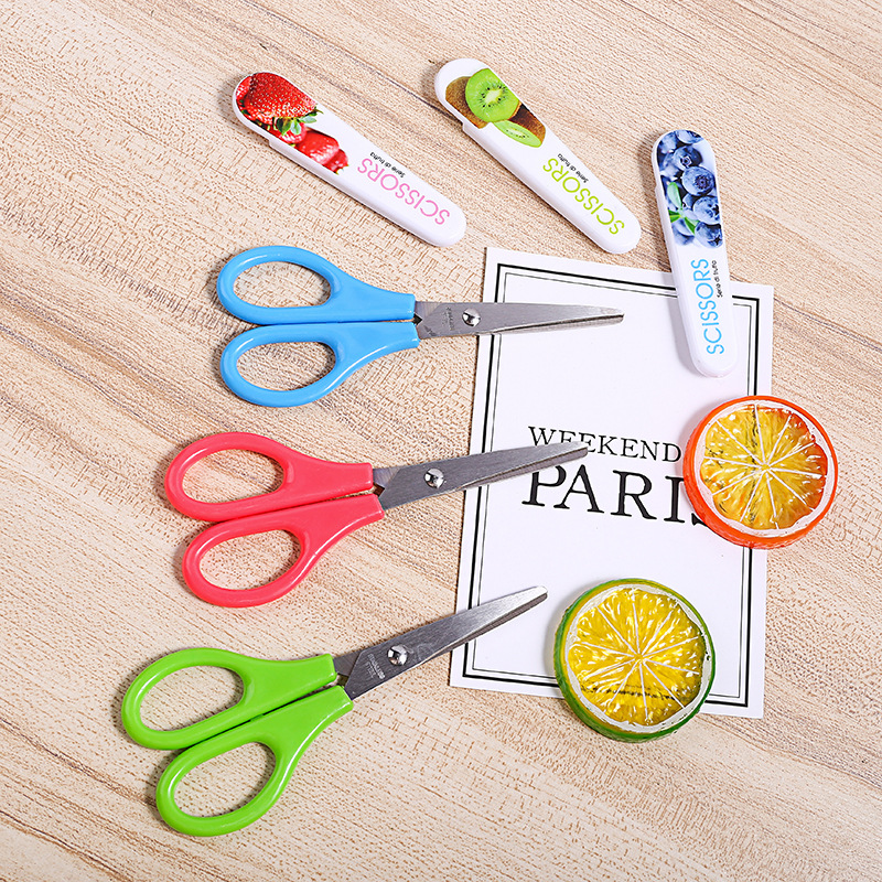 Safety scissors small scissors round head protection cover cute cartoon paper cutting handmade student stationery mini round head paper cutting full figure