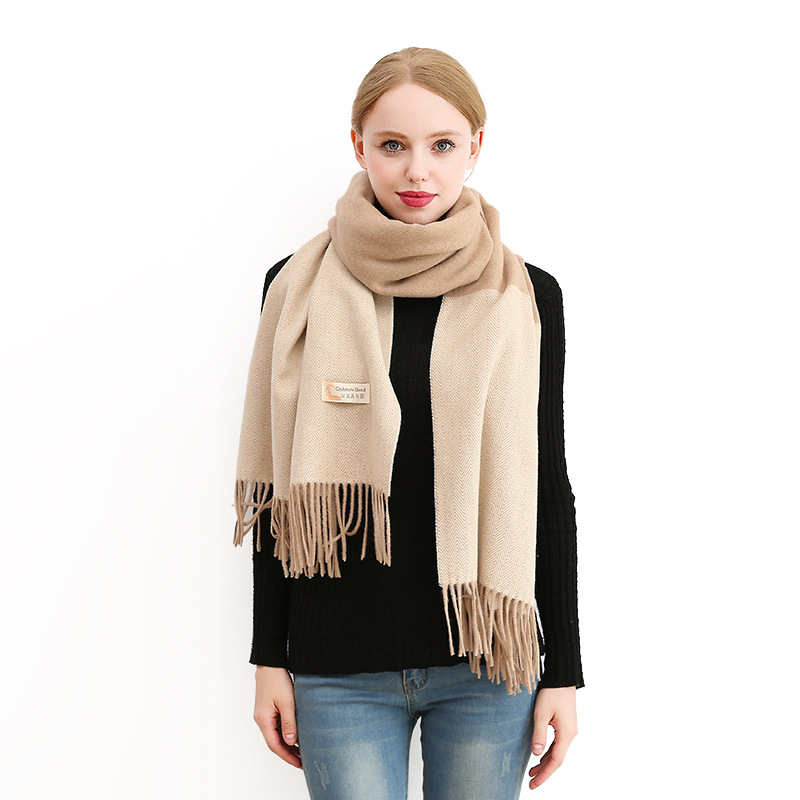 Woolen Scarf New Color Herringbone Female Hair Autumn And Winter Fashion Warm Shawl Europe And The United States Cross-Border Fringe