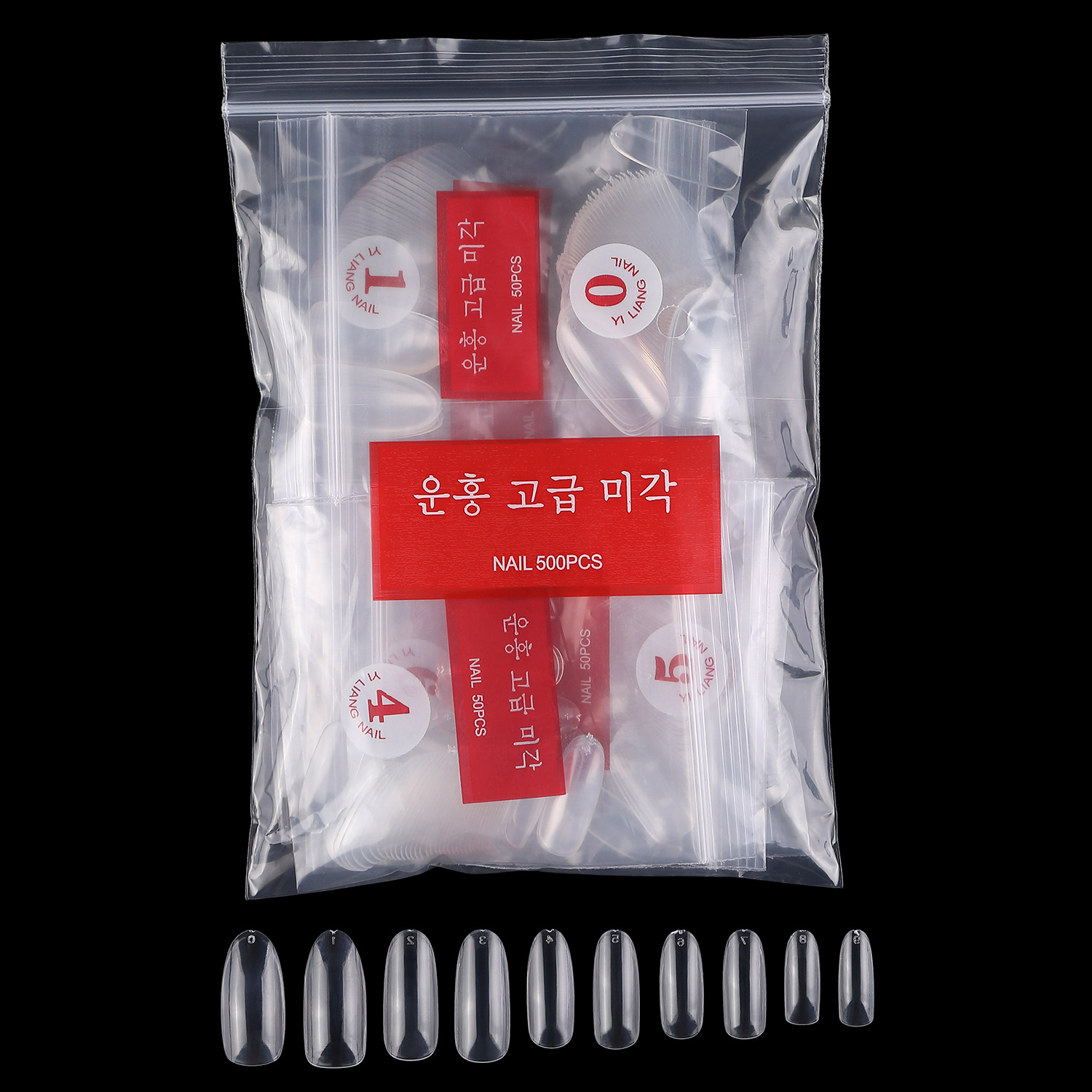Factory direct sales of nail tools, nail plates, Korean long round head, transparent and natural French false nail plates shanilak details Picture