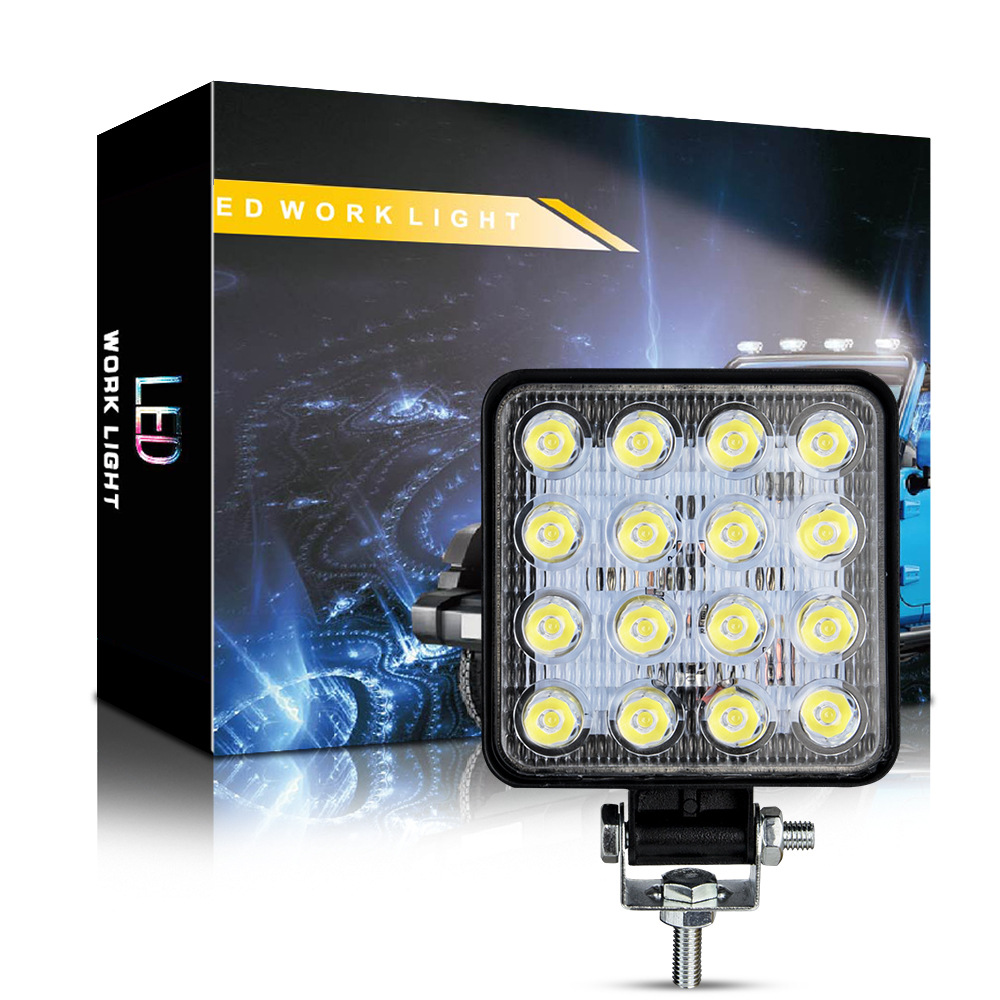 DXZ automotive LED working light 4-inch square 16 light 48W auxiliary light modified headlight project spotlights Headlights full figure