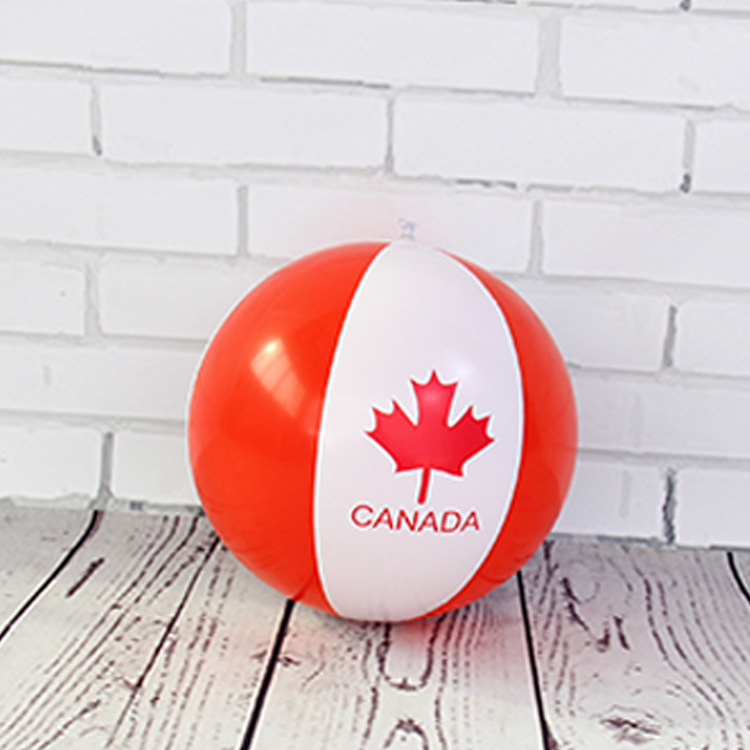 虹雨® 厂家定制logo枫树叶红色pvc充气球促销广告球CANADA加拿大沙滩球详情图2