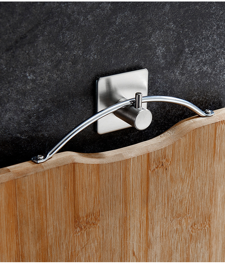 Black hook, 304 stainless steel strong adhesive hook, single hook without drilling, bathroom door back, kitchen coat hook Application Scenario