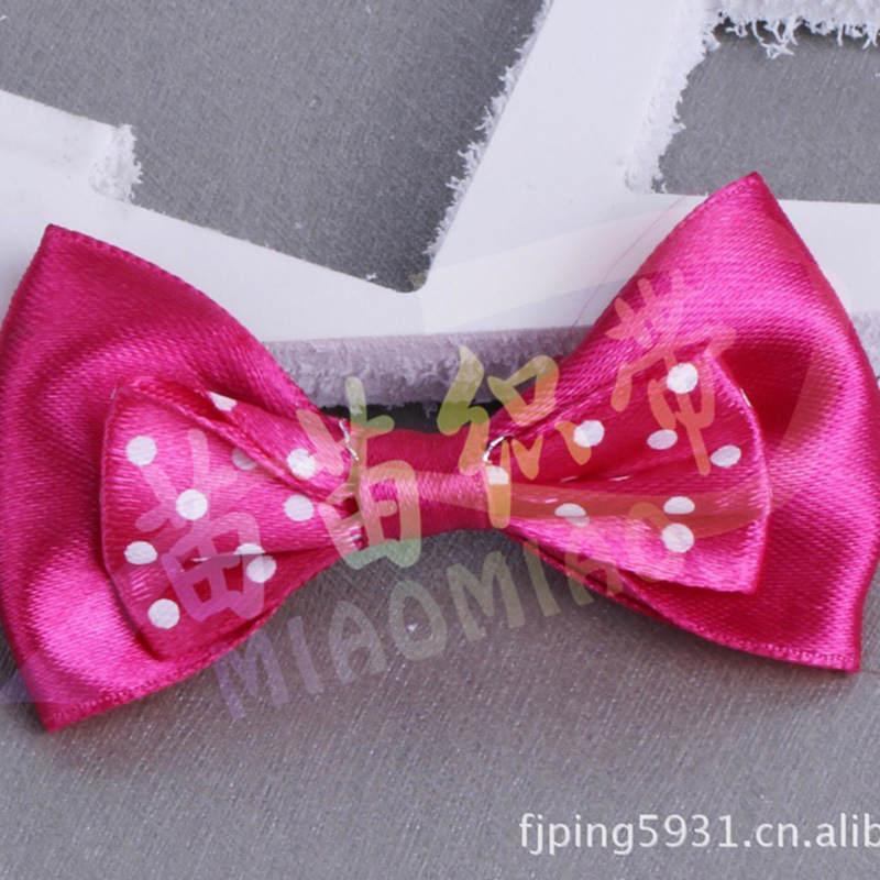 Polyester webbing, a popular handmade accessory material for clothing and textiles, is used as a colorful bow woven hair accessory details Picture