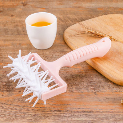 Stainless steel solid wood rolling pin, hole press, plastic mesh drawing knife, mesh cutting knife, multi-functional press details Picture