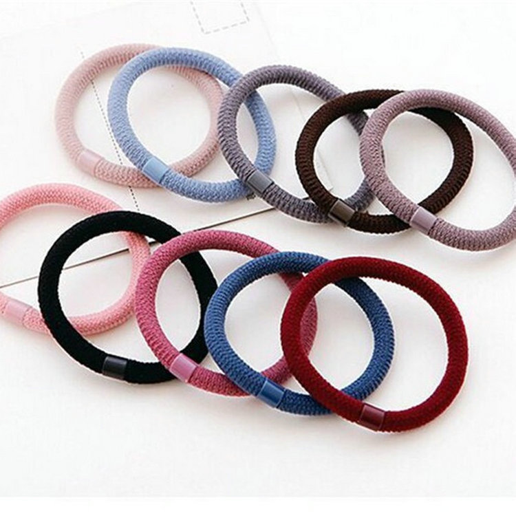 Factory wholesale 2-yuan store Korean version straight tube bead hair band, popular black, colorful thickened nylon mesh rubber band hair band details Picture