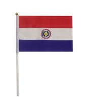 巴拉圭国旗手摇旗手挥旗塑料旗杆双面涤纶国旗厂家直销可来样定做