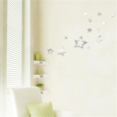 Dining room aisle floor transfer personality decorative mirror paste living room background wall personality five-pointed star mirror wall paste thumbnail
