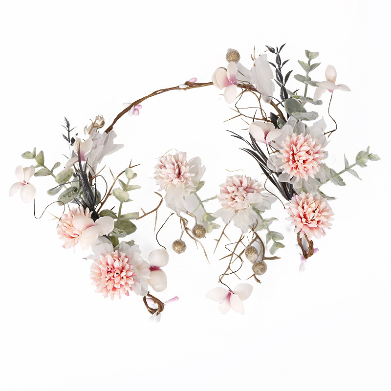 European and American bride wreath headband set, forest-style fresh and simple wedding simulation wreath accessories and hair accessories in stock wholesale Item Picture