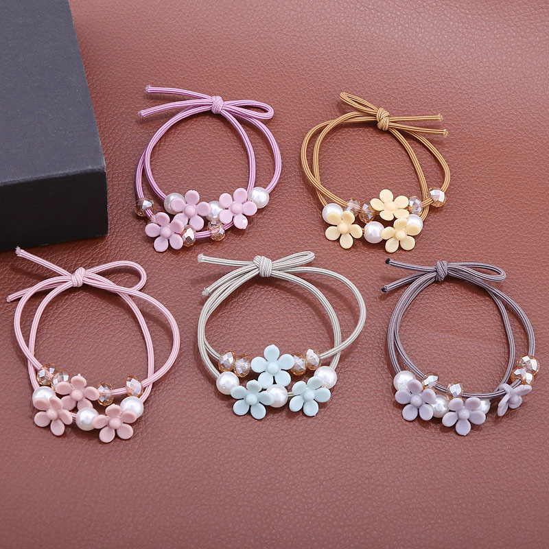 Korean Web Red Head Rope Hair Rope Bracelet Dual Use Candy Color Flower Holster Sen Female Tie Hair Band Wholesale