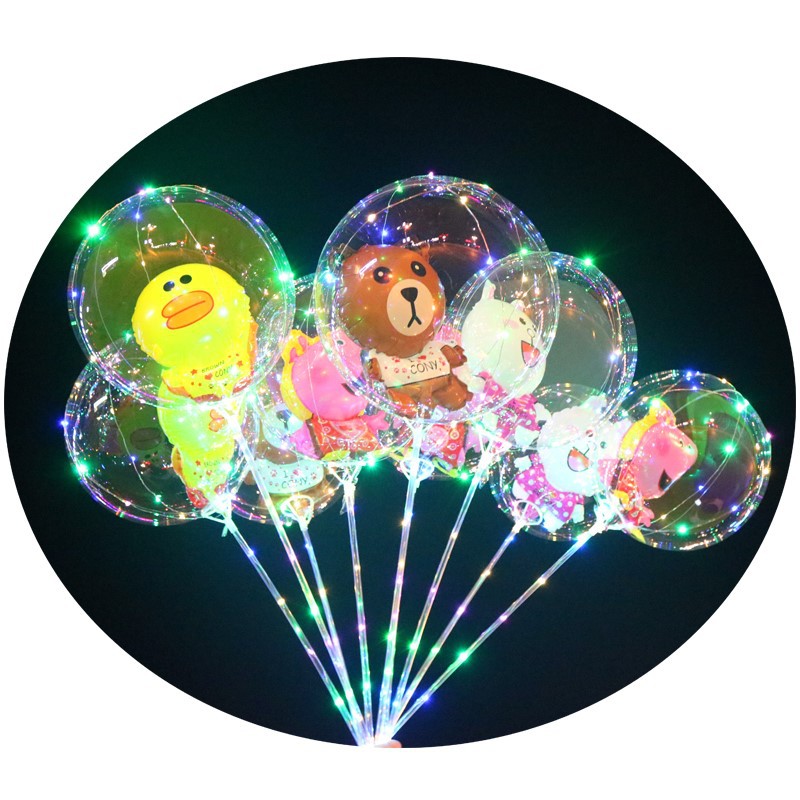 批发地摊夜市魔法闪光波波球卡通派对网红透明波波球LED气球详情图5