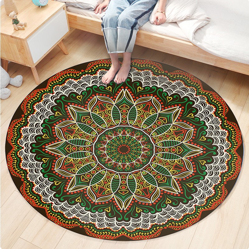 Manufacturers wholesale European and American style national style round printed carpet living room bedroom coffee table sofa study computer chair cushion Application Scenario