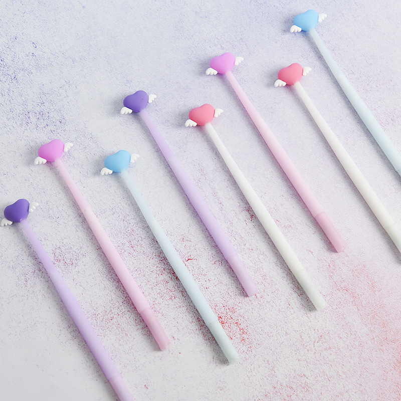 Zhongfan ZF2060 All-silicone heart-shaped pen, colorful learning and creative stationery wholesale Cartoon soft rubber signature pen Specification image