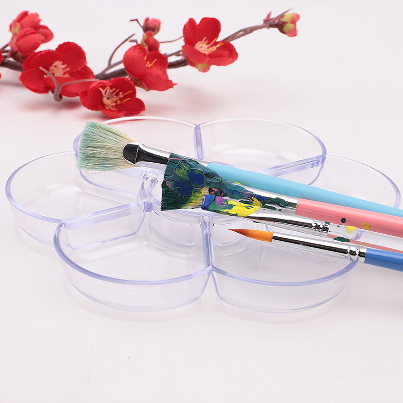 Imitation Porcelain Plum Blossom Color Plate Thickened Plastic Gouache Chinese Painting Pigment Plate Children Painting Art Supplies Wholesale Application Scenario