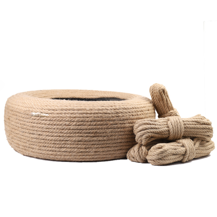 Factory Direct Sales 10Mm Thick Retro Decorative Jute Rope Home Shop Decorative Tire Transformation Rope 10M Tug-Of-War Rope details Picture