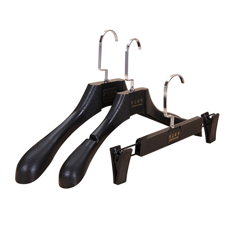 Plastic Hangers Clothing Store Black Non-Slip Non-Trace Women's Adult Clothes Hang Clothes Rack Pants Rack Pants Clip Wholesale Item Picture